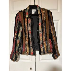 Coldwater Creek Women's Floral Sequin Jacket Size L Multicolor